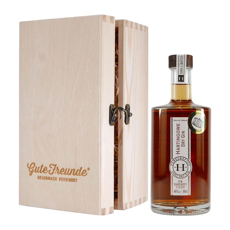 Hartingowe Dry Gin PX Sherry Cask mit Geschenk-Holzkiste