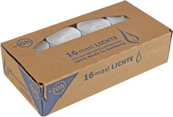 Teelichter Maxilights - Brenndauer 10h - Kerzen Wenzel 16x