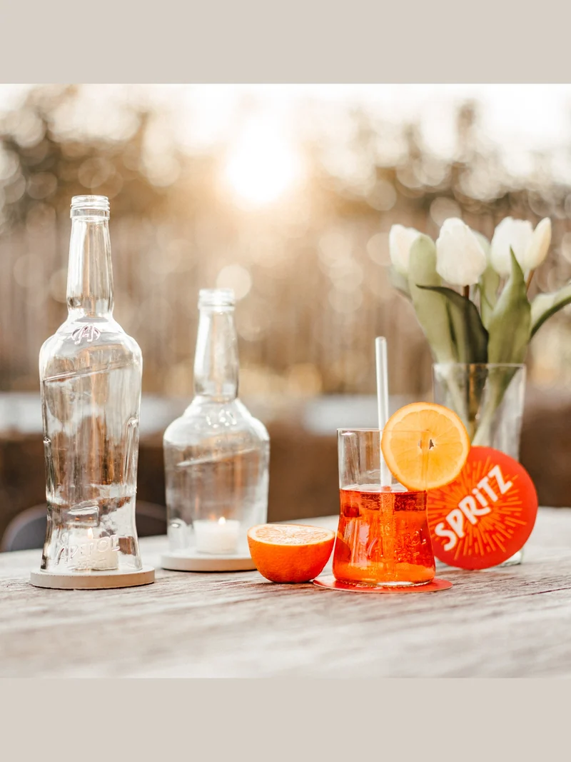Glas 🧡 aus der alten 0,7l Aperol Flasche mit der APEROL Prägung - witzig & unique