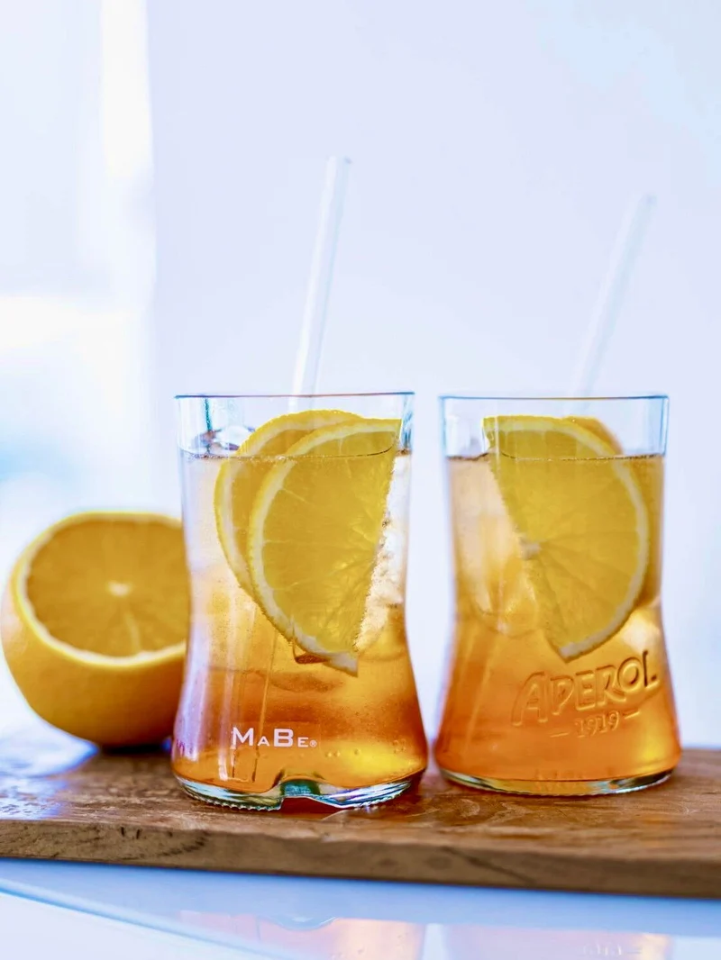 Glas 🧡 aus der alten 0,7l Aperol Flasche mit der APEROL Prägung - witzig & unique