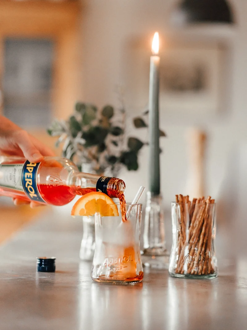 Glas 🧡 aus der alten 0,7l Aperol Flasche mit der APEROL Prägung - witzig & unique