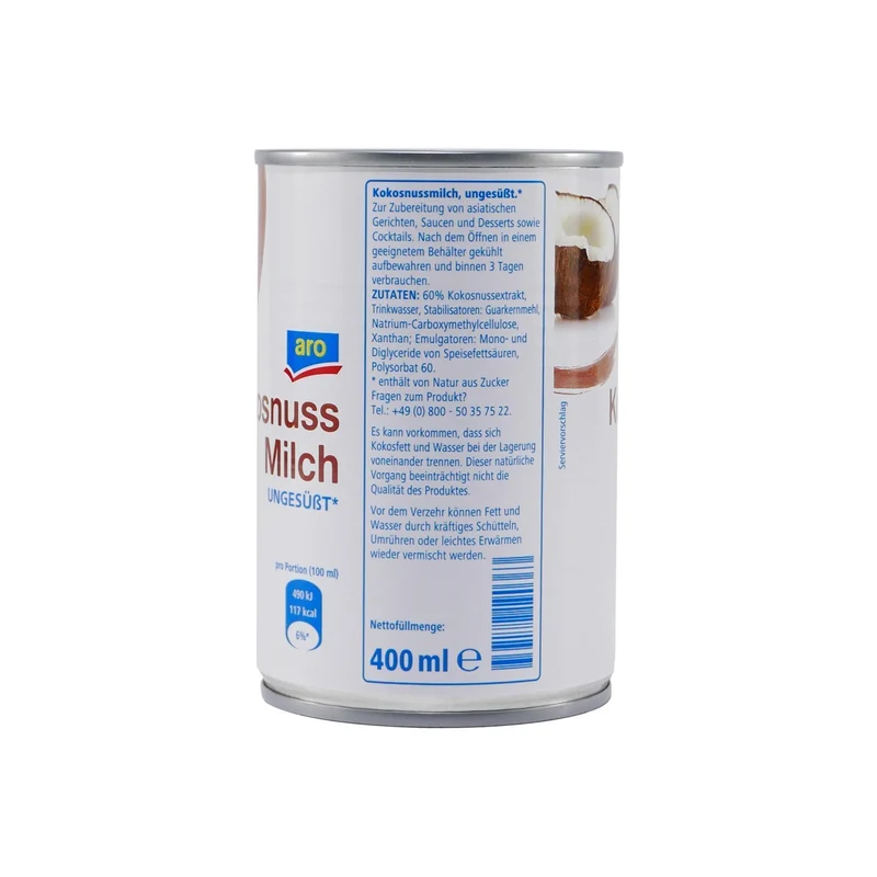 aro Kokosnuss Milch -ungesüßt- (12 x 400ml)