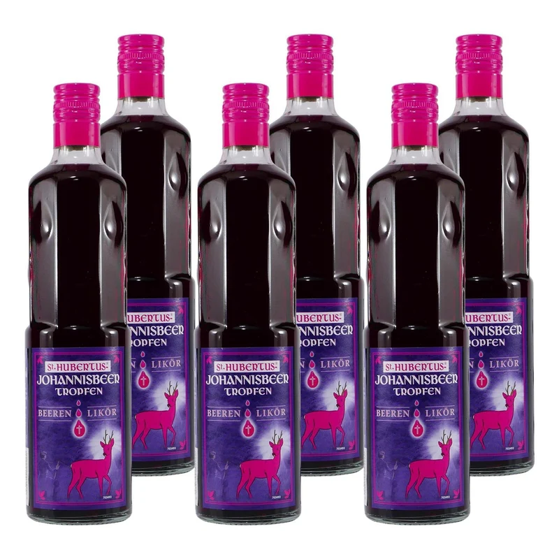 St. Hubertus Johannisbeer-Tropfen Beeren Likör (6 x 0,5L)